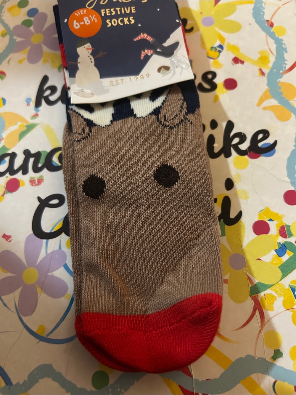 Joules Reindeer Festive Socks - Picture 3 of 5